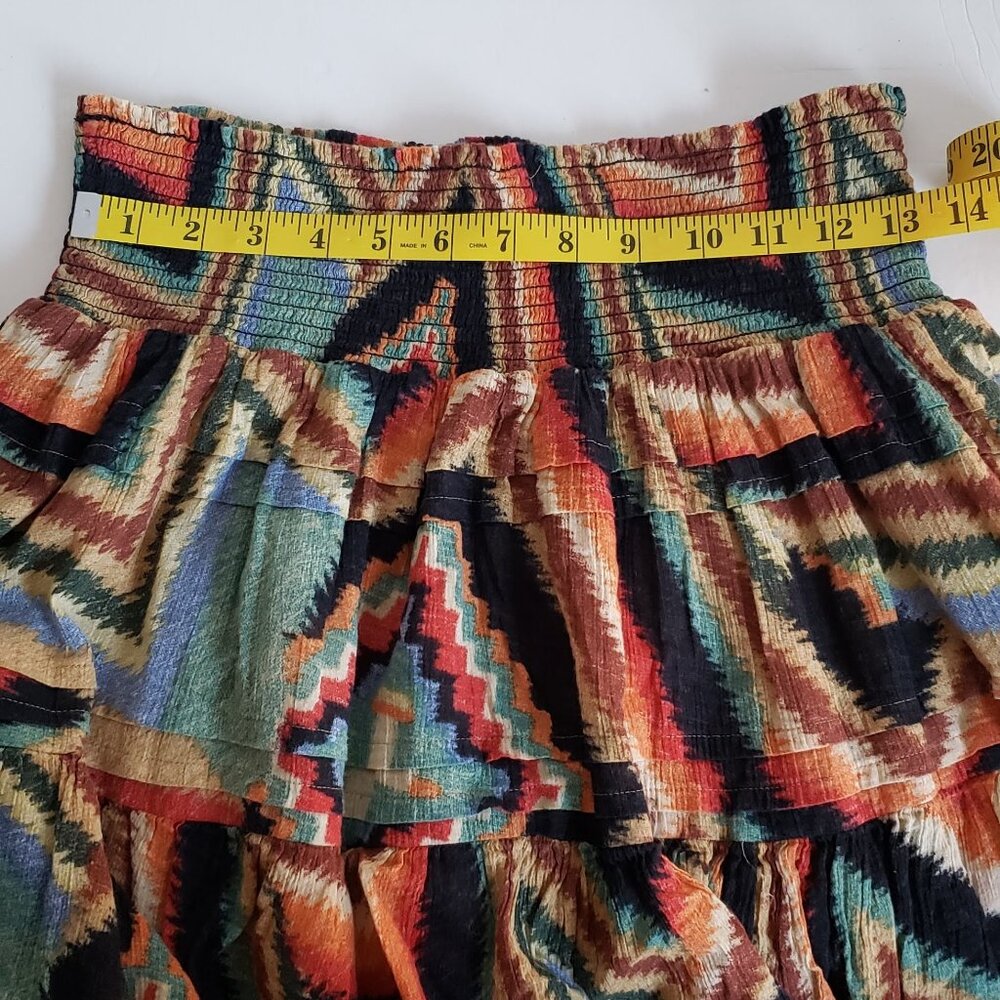 SOLD - Sz 6 RALPH LAUREN Aztec Skirt Western Southwestern Layered Tiered Ruffle - Picture 2 of 10